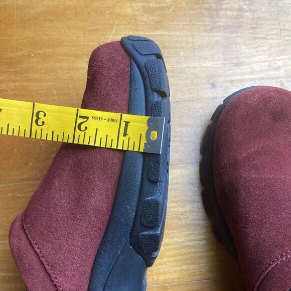Lands End 86166 Womens Size 7B Dark Red Suede Leather Slides Clogs Slippers - Picture 9 of 11